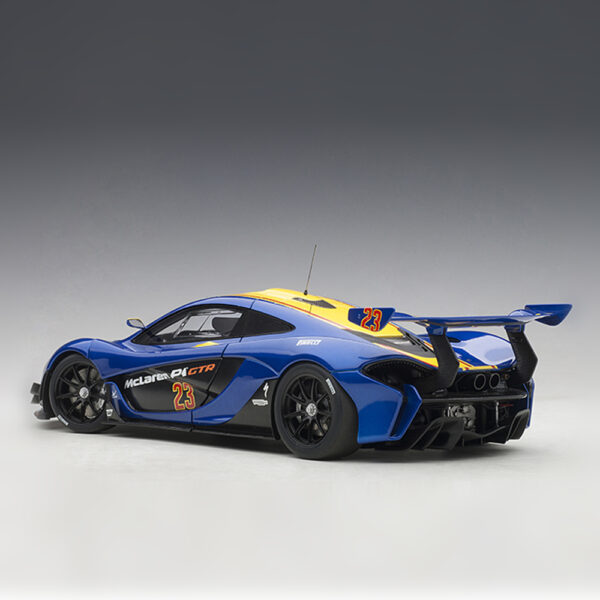 McLaren P1 GTR (METALLIC BLUE/YELLOW STRIPES) - Imagen 2