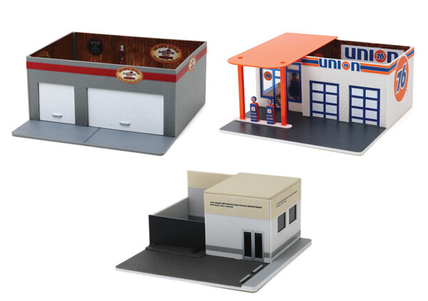 Mechanic's Corner Series 6 Assortment Bomba bencina Taller estacion policia 1:64
