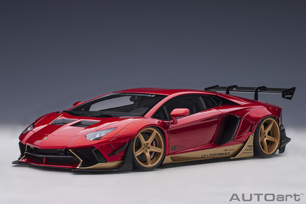 LIBERTY WALK LB-WORKS LAMBORGHINI AVENTADOR LIMITED EDITI0N HYPER RED/GOLD - Imagen 5