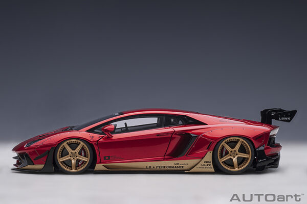 LIBERTY WALK LB-WORKS LAMBORGHINI AVENTADOR LIMITED EDITI0N HYPER RED/GOLD - Imagen 7