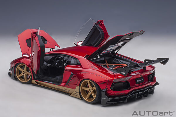 LIBERTY WALK LB-WORKS LAMBORGHINI AVENTADOR LIMITED EDITI0N HYPER RED/GOLD - Imagen 18