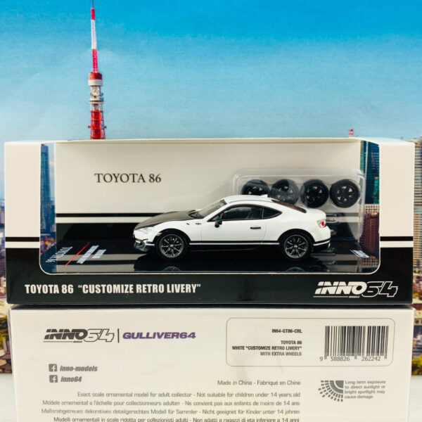 TOYOTA 86 White "Customize Retro Livery" W/ Extra Wheels 4 - Imagen 4