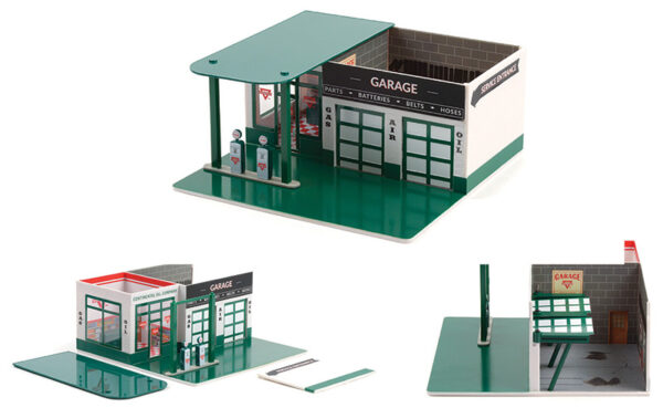 Mechanic's Corner Series 8 Estacion de Servicio bomba bencina, Estacion de Policia, Taller mecanico 1:64 - Imagen 2