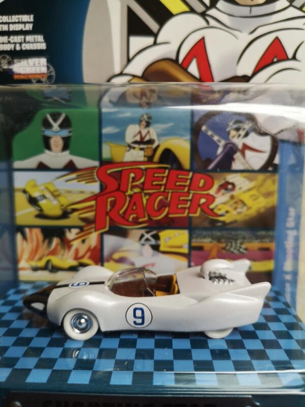 WHITE LIGHTNING Meteoro Speed Racer X Shooting Star Tin Display 1:64