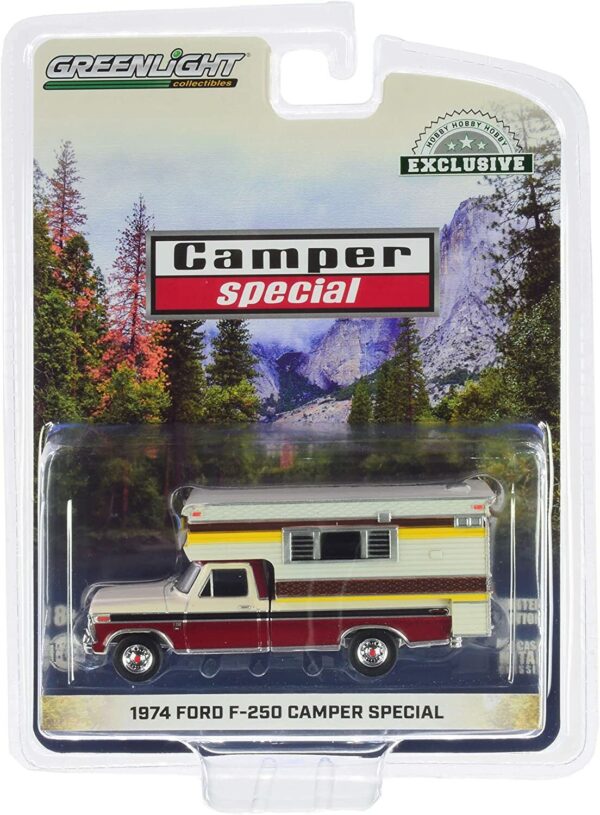 1974 Ford F-250 Camper Special with Large Camper - Candy Apple Red & Wimbledon White - Imagen 2