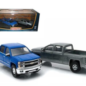 Pack 2 Chevy Silverado 2014 base cuero/caja acrilica 1:64