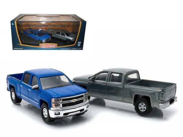 Pack 2 Chevy Silverado 2014 base cuero/caja acrilica 1:64