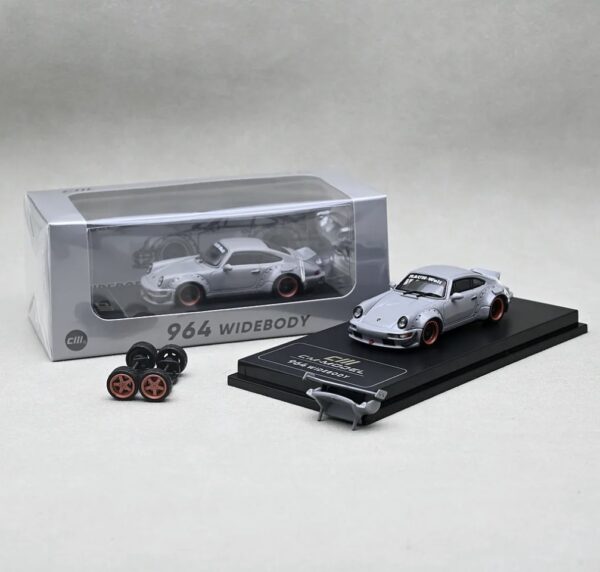 Porsche 964 Widebody Grey con accesorios Ed Limitada 1:64 - Imagen 2