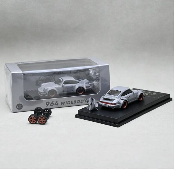 Porsche 964 Widebody Grey con accesorios Ed Limitada 1:64 - Imagen 3