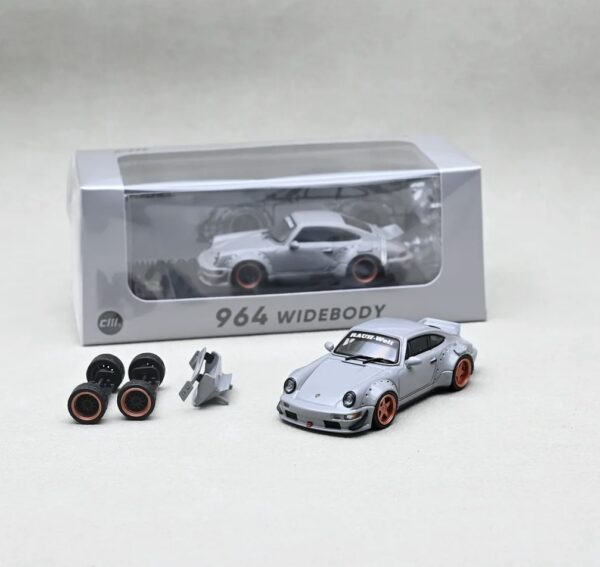 Porsche 964 Widebody Grey con accesorios Ed Limitada 1:64