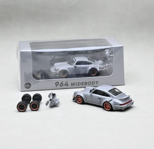 Porsche 964 Widebody Grey con accesorios Ed Limitada 1:64 - Imagen 5