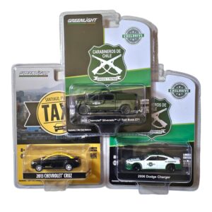 Pack Carabineros Silverado Gope - Charger 2006 y Taxi Santiago 1:64