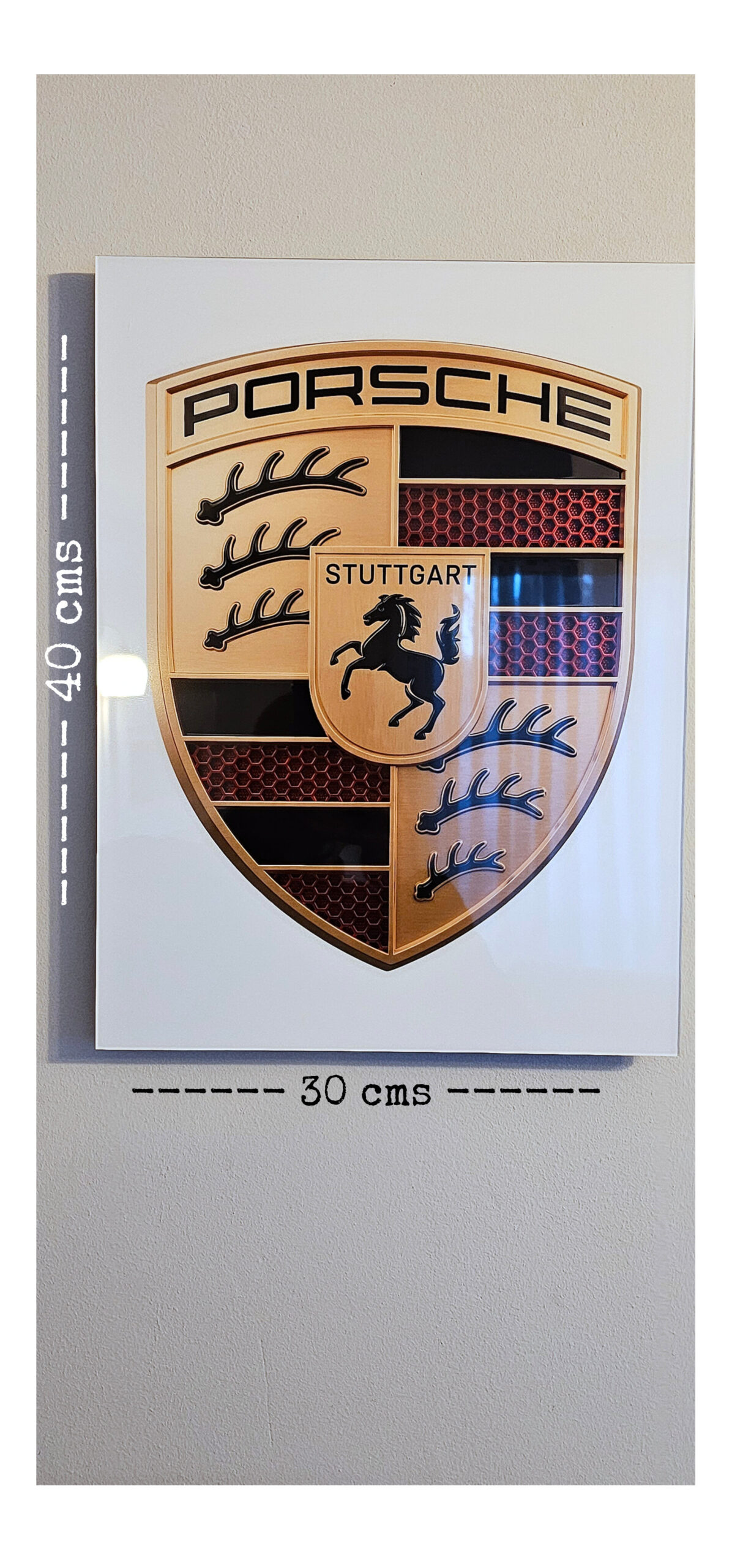 Cuadro adorno logo Porsche 30x40 cms Metacrilato