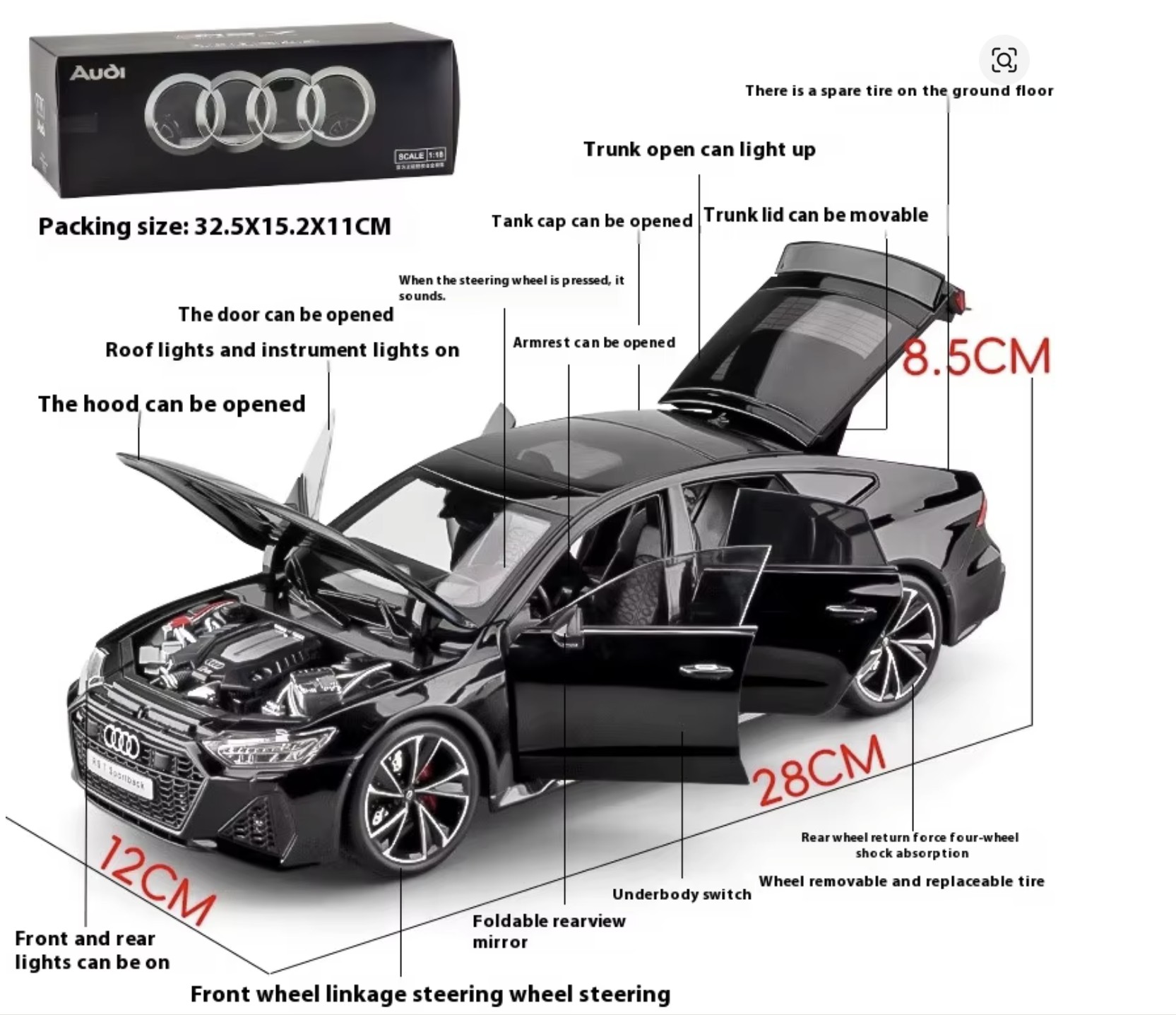Audi RS7 Sportback 1:18 Negro - Imagen 4